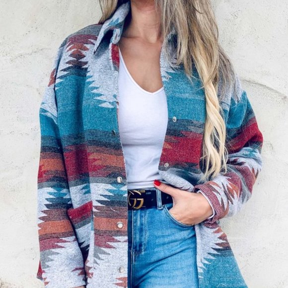 🔸️sale🔸️PS Lily Aztec Printed Shacket - Picture 3 of 7